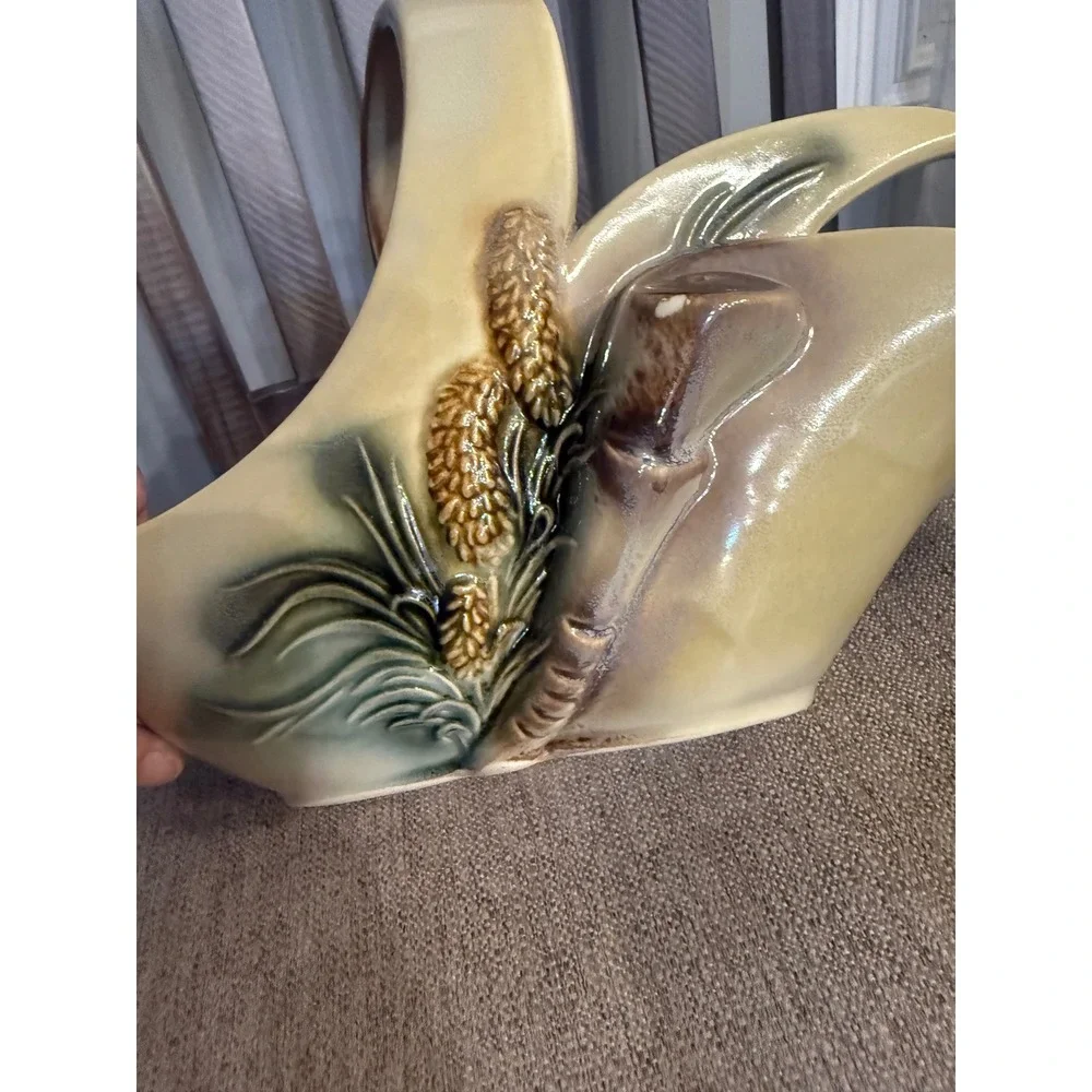 Vintage Hull Pottery Woodland S-8 Basket Vase Pinecone Mid Century Modern USA